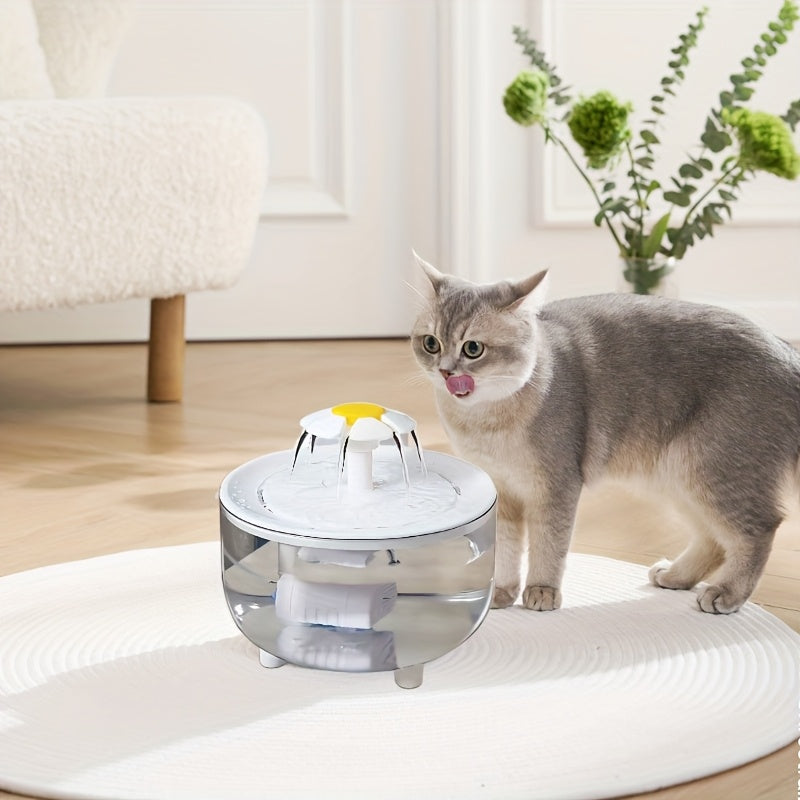 Automatic Flower-Shaped Pet Water Fountain - Large Capacity - Cat & Dog Drinking Fountain with Gravity-Fed System, Low Voltage Safe Operation (Under 36V) for Cats & /Medium Dogs - Plug & Play Water Dispenser, Dog Water Founta