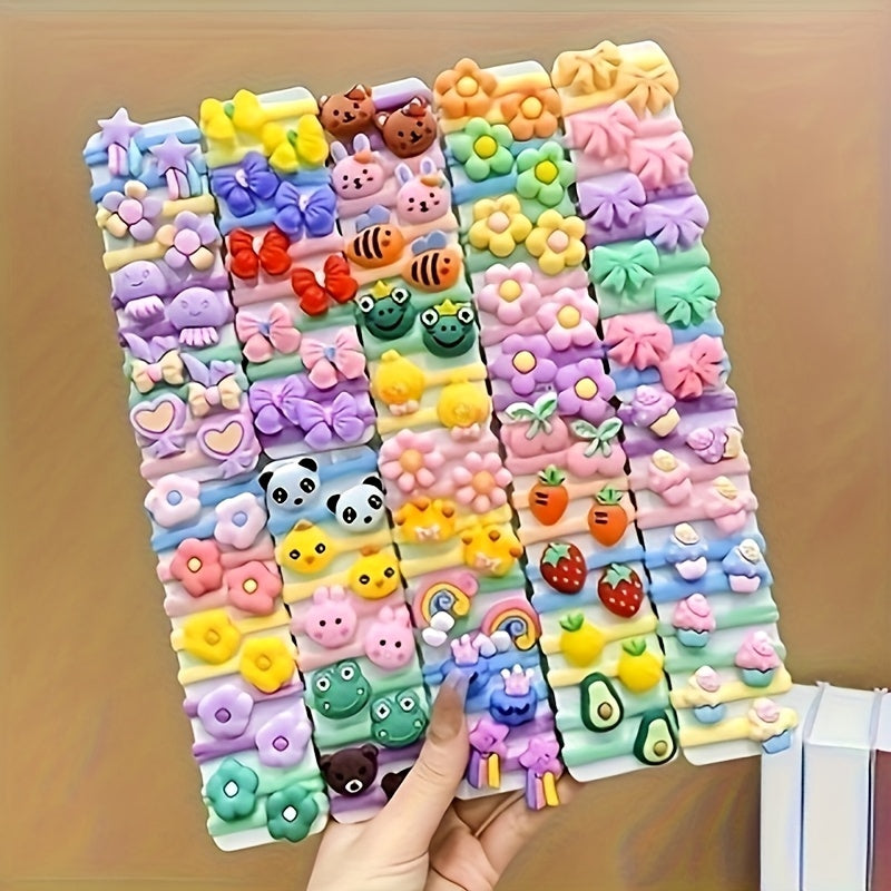 10pcs/20pcs/30pcs Cute Cartoon Animal and Flower Hair Ties for s - Soft Elastic Ponytail Holders, Perfect Gift, Mixed Colors Set