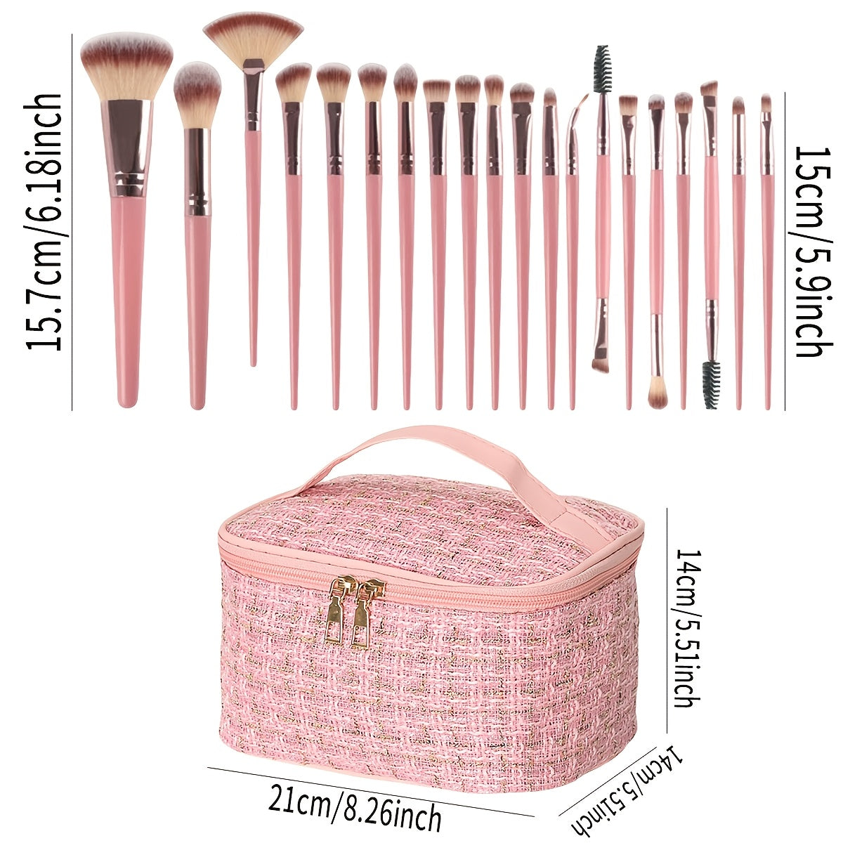 Popular Choice Luxury and Durable 21/41pcs of Pink Makeup Kit, the Set Includes a Multi-size Soft Brush, a Variety of Makeup Eggs, a Portable Large-capacity Travel Makeup Bag, and a Full Set of Pink 2026 Internet Celebrity Ma