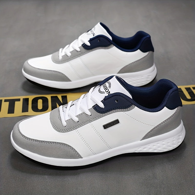 VanWeir Lightweight Men'S Shoes | Navy Blue/White, Lace-up sneakers with MD/TPR Sole, Breathable Fabric Lining for Outdoor, Hiking & Casual Wear