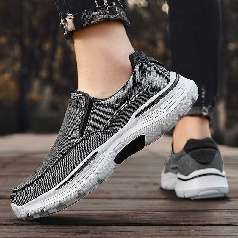 Men's Canvas Breathable Slip On Loafer Shoes Comfortable Walking Sneakers