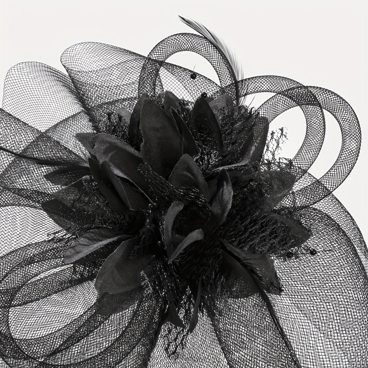 1pc Women Hair Accessories Mesh Flower Faux Feather Mesh Veil For Birthday Jockey Club Wedding Derbyhat Church Hat Accessories