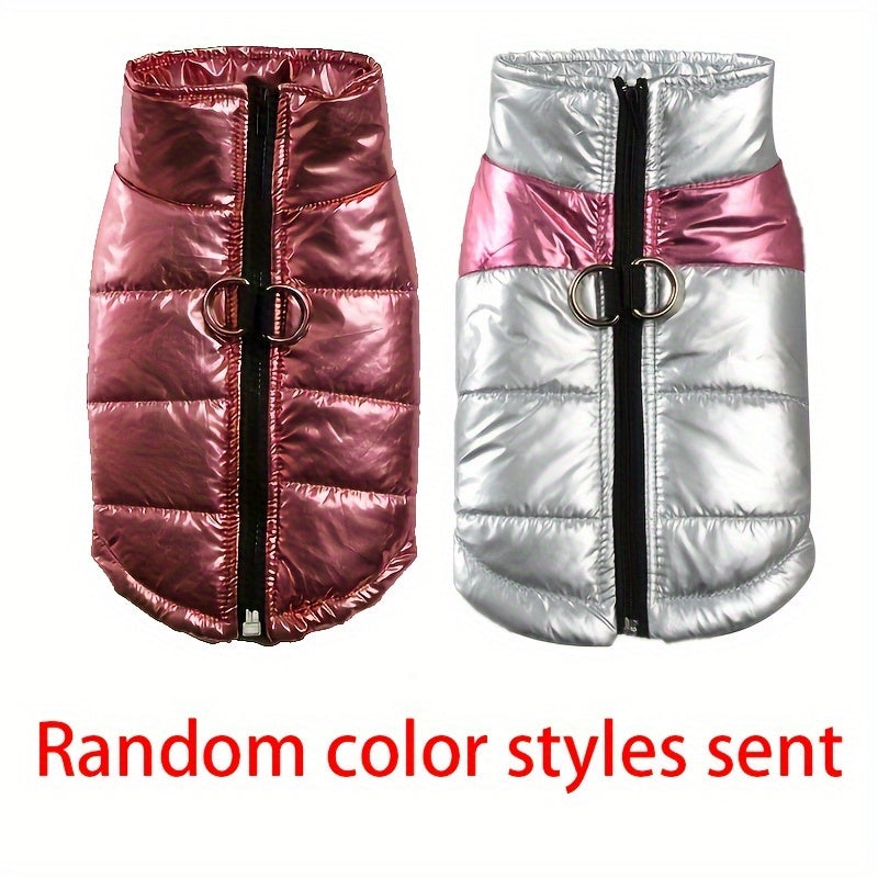 Reflective Waterproof Dog Jacket, Zippered Pet Coat with Belt Loops, 100% Polyester Woven Snow Suit for Small, Mini & Toy Breeds, Random Color