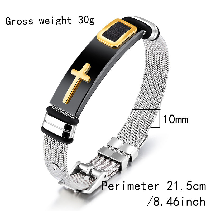 New Cross Titanium Steel Personality Men's Personality Bracelet Glossy Jewelry Popular Fashion Stainless Steel Bracelet
