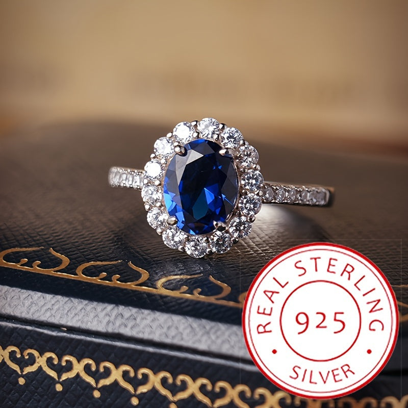 1.8g Fashion S925 Pure Silvery Four-Claw Flower Round Oval Geometry Engagement Bride Gift Jewelry