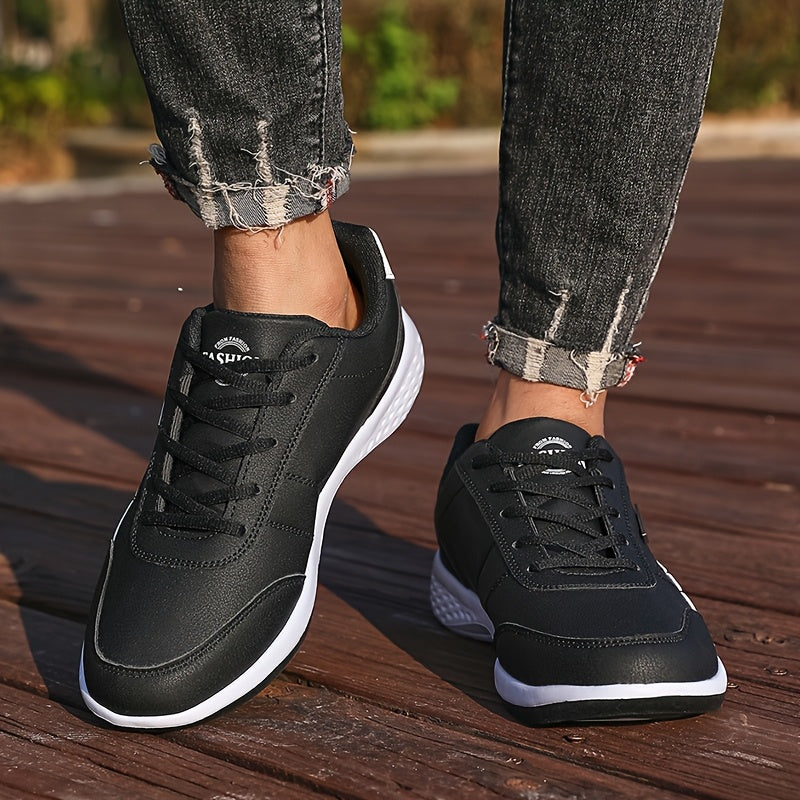 VanWeir Lightweight Men'S Shoes | Navy Blue/White, Lace-up sneakers with MD/TPR Sole, Breathable Fabric Lining for Outdoor, Hiking & Casual Wear