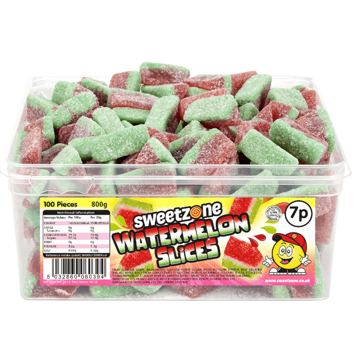 Sweetzone Watermelon Slices - 800G Tub - 100pcs - Pic N Mix Style Sweets