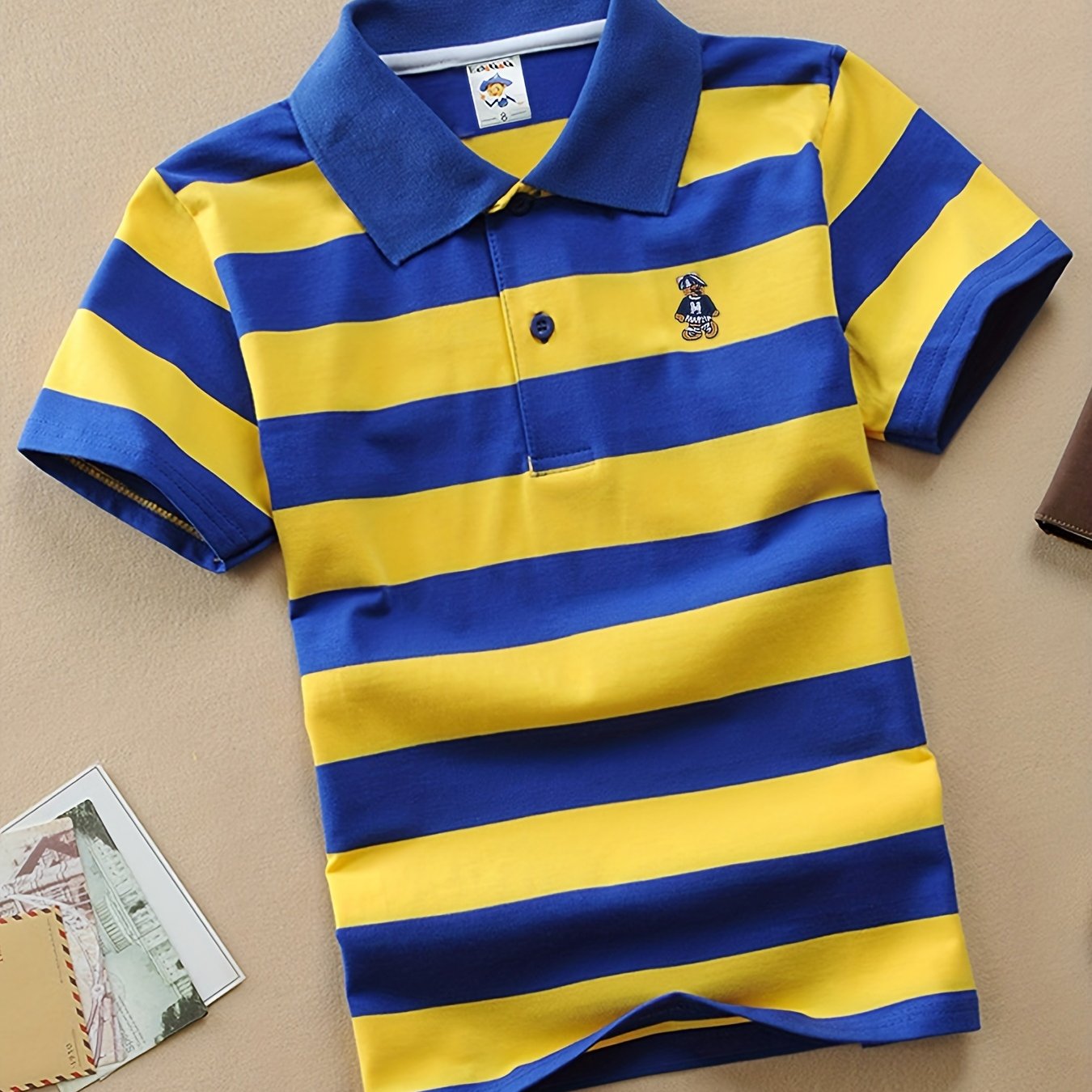 Vibrant Striped Polo T-shirt for Kids - Soft Cotton, Short Sleeve, Casual, Trendy, Perfect for Summer Holiday Party - Boys' Fun Clothing