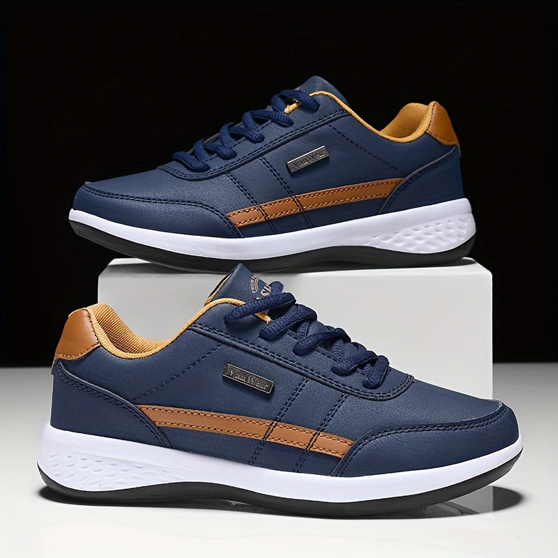 VanWeir Lightweight Men'S Shoes | Navy Blue/White, Lace-up sneakers with MD/TPR Sole, Breathable Fabric Lining for Outdoor, Hiking & Casual Wear
