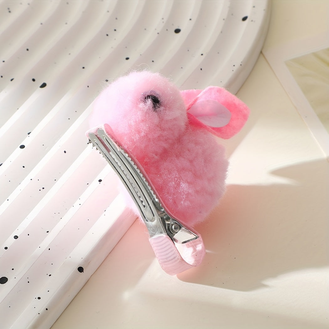 2pcs Baby Girls Cute Plush Rabbit Hair Clips Princess Decorative Hair Accessories Holiday Birthday Gift