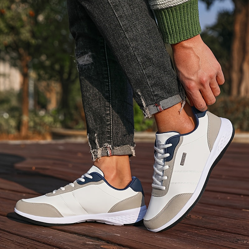 VanWeir Lightweight Men'S Shoes | Navy Blue/White, Lace-up sneakers with MD/TPR Sole, Breathable Fabric Lining for Outdoor, Hiking & Casual Wear