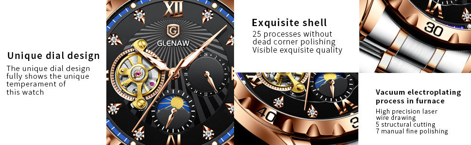 Men's Luxury Skeleton Automatic Watch - Waterproof Stainless Steel Strap, Self-Winding Mechanical Movement, Ideal Gift for Him, Business, Anniversary, or Special Occasions