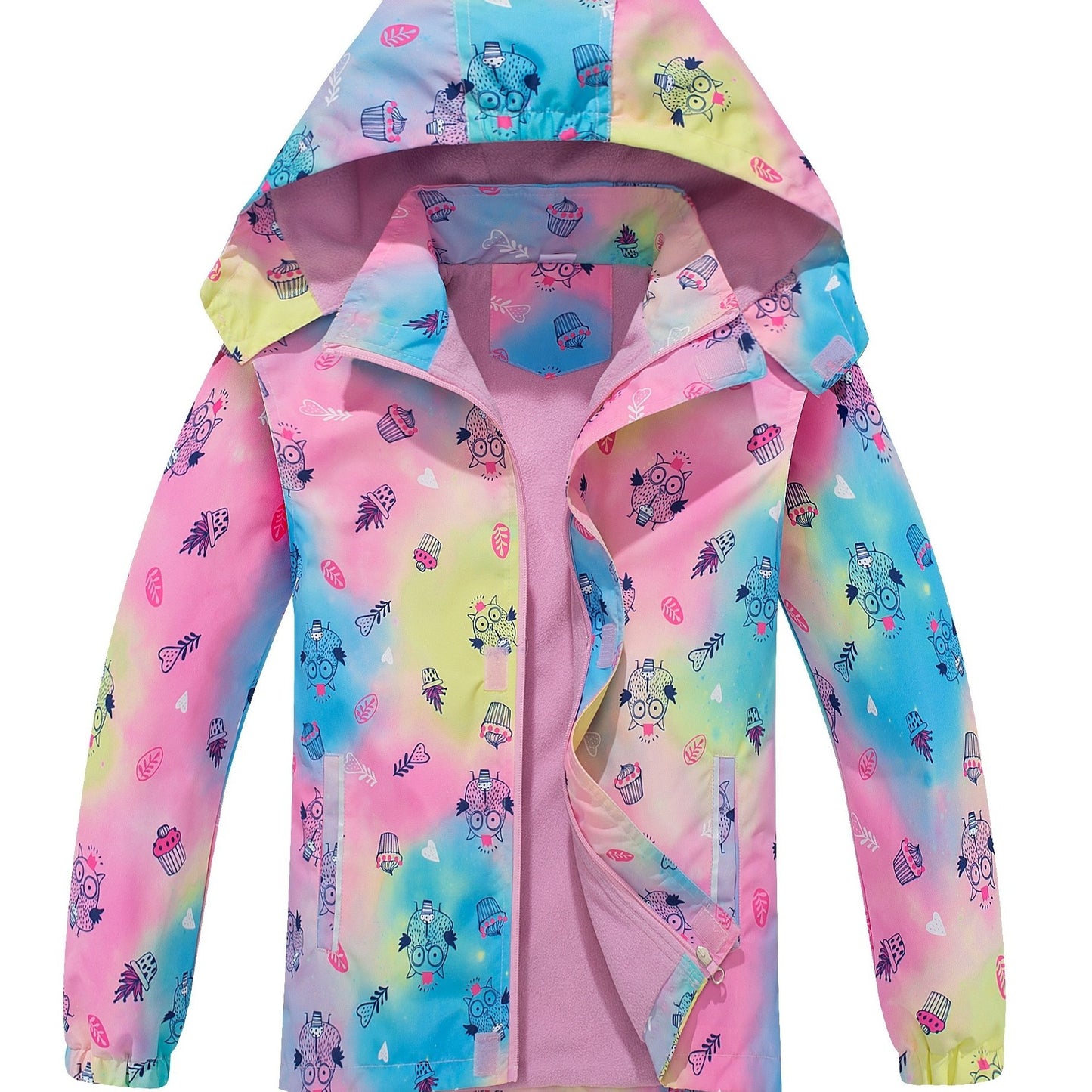 Vibrant Rainbow Camo Rain Jacket for Kids - Waterproof, Lightweight, Hooded, Fleece Lined, Windbreaker Coat with Removable Hood for Outdoor Play - Perfect for Rainy Days and Casual Wear