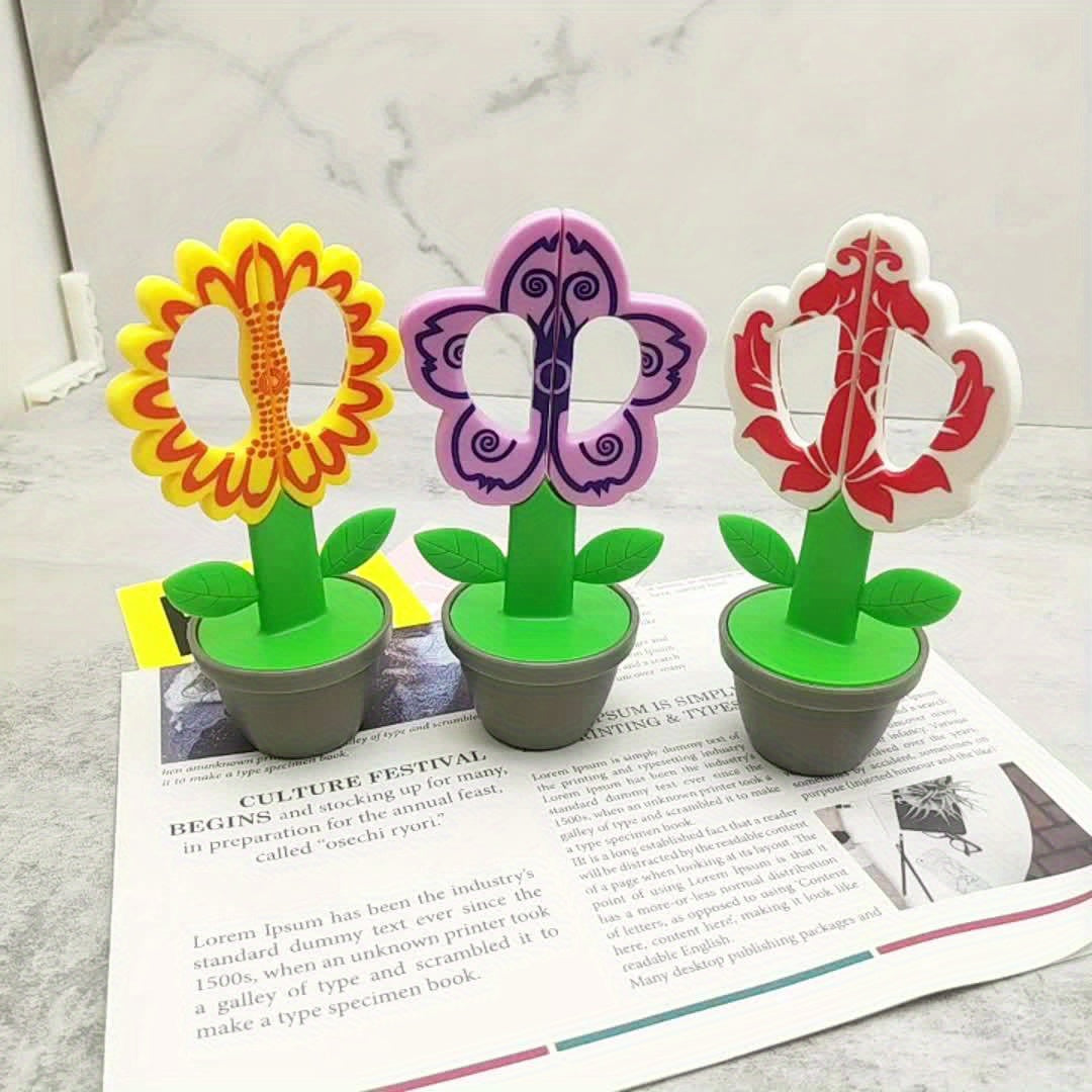 Cute Flower-Shaped ABS Resin Safety Scissors - Right-Handed, Perfect for Office & School Supplies, DIY Crafts, and Desk Decor by YOJII