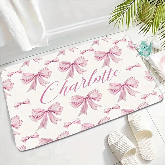 Stylish Pink Bow Pattern Rug - Personalised