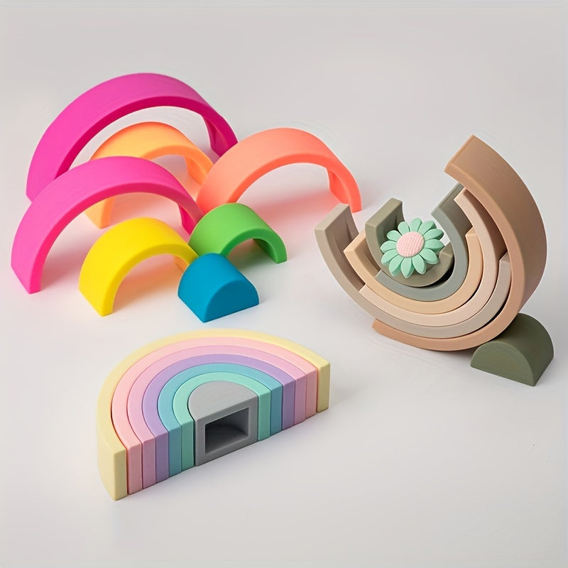 Rainbow Stacker Shape Puzzle , 7pcs Rainbow Nesting Puzzle , Educational Sensory Toy , Kids And Toddler Stacking Toy , Building Blocks Baby , Nontoxic Material , Early Learners