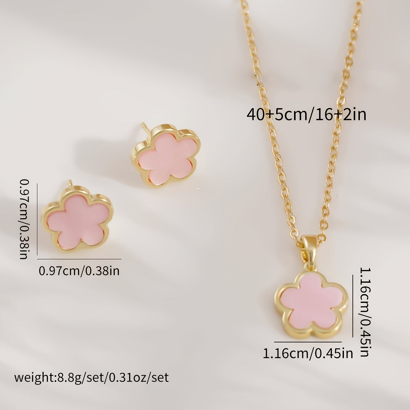 1 Pair Of Earrings + 1 Necklace Coquette Style Jewelry Set Trendy Luck Flower Design Multi Colors For U To Choose Match Daily Outfits
