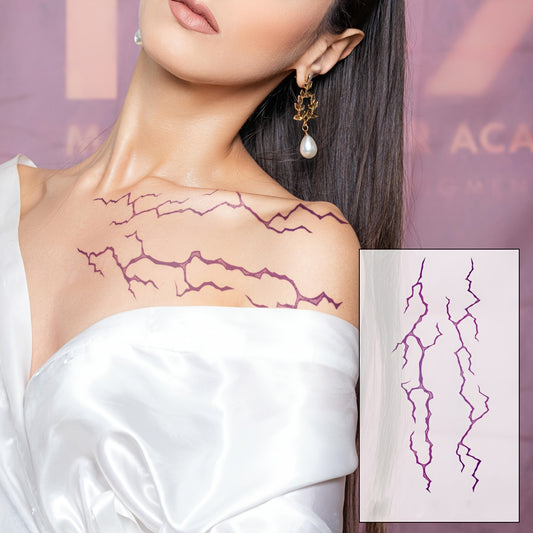 Purple Fake Vein Bloodline Pattern Tattoo Sticker for Daily Party and Festival Decoration, Large Flower Arm Chest Back Body Temporary Waterproof Tattoo Decal - 1 Pack