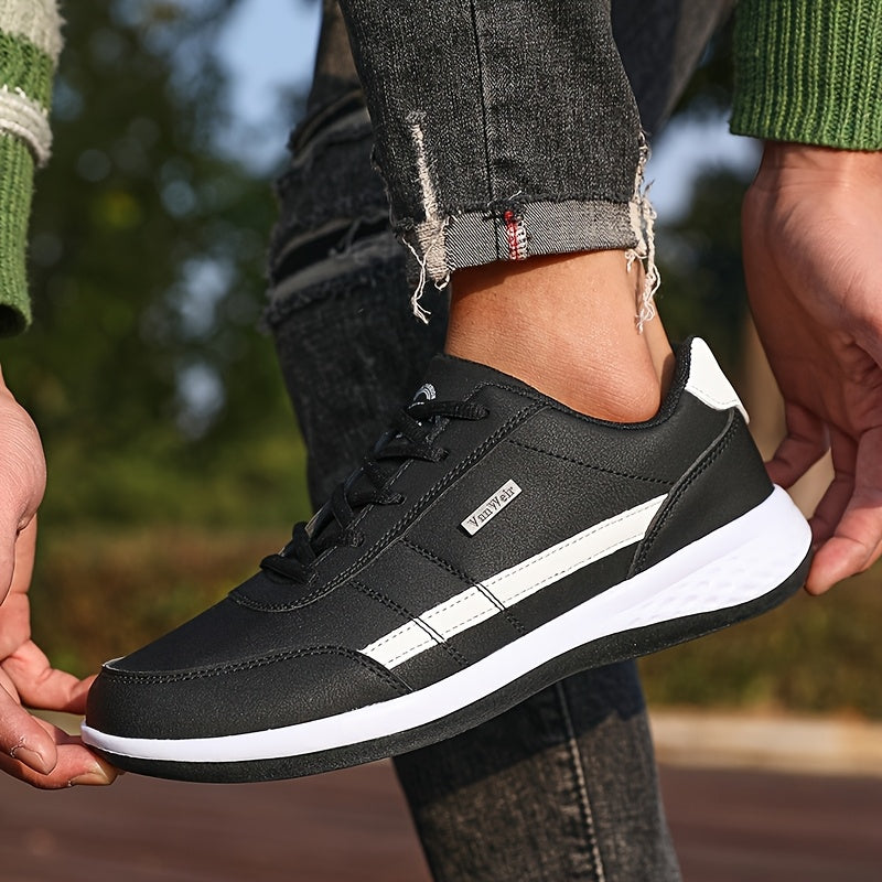 VanWeir Lightweight Men'S Shoes | Navy Blue/White, Lace-up sneakers with MD/TPR Sole, Breathable Fabric Lining for Outdoor, Hiking & Casual Wear
