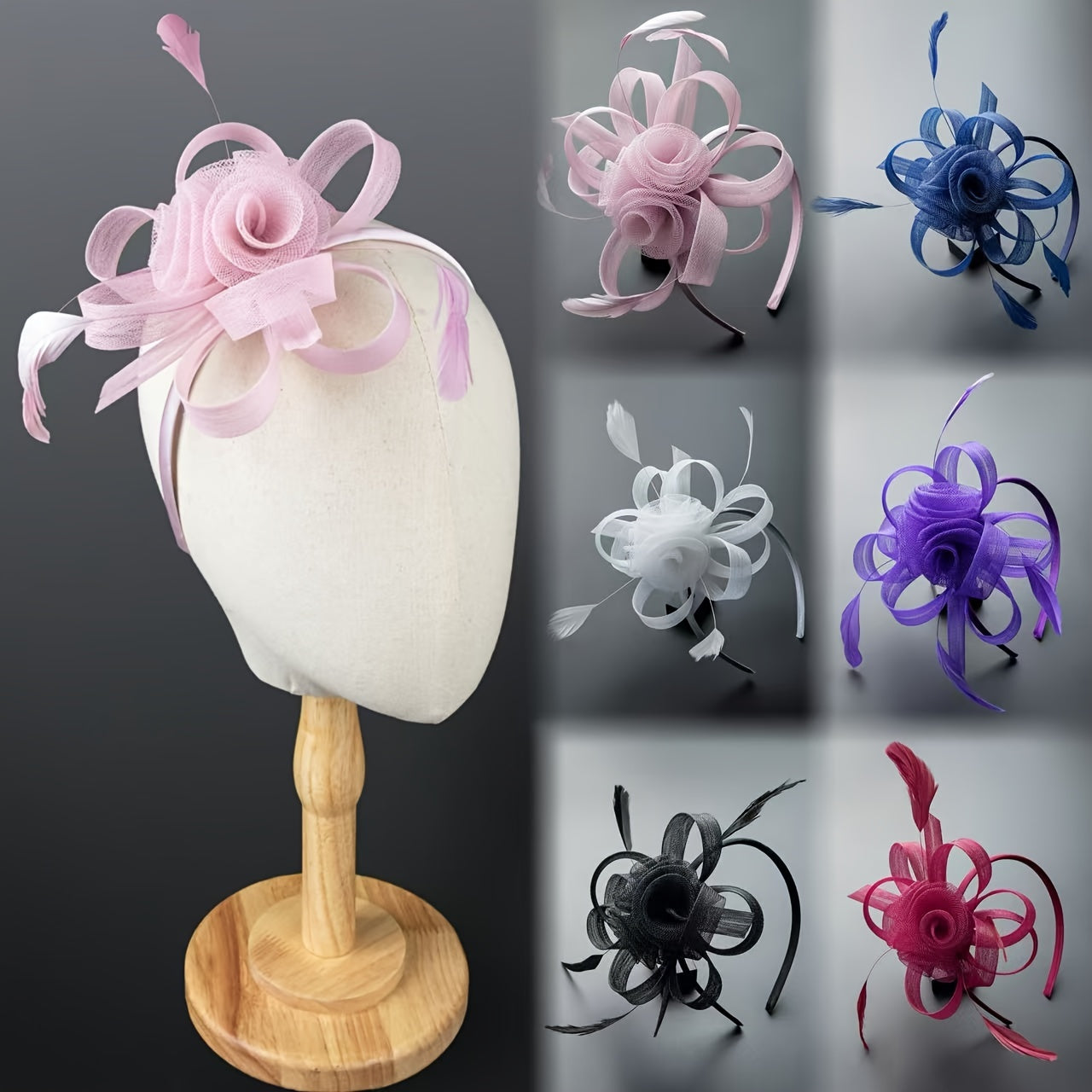 1pc Elegant Women'S Fascinator Headband - Polyester Mesh Flower Veil with Feather Detail for Cosplay, Bridal, Wedding, Tea Party, Church Hat Accessory, Derby Racing - Birthday Gift, Carnival/Mardi Gras/Masquerade