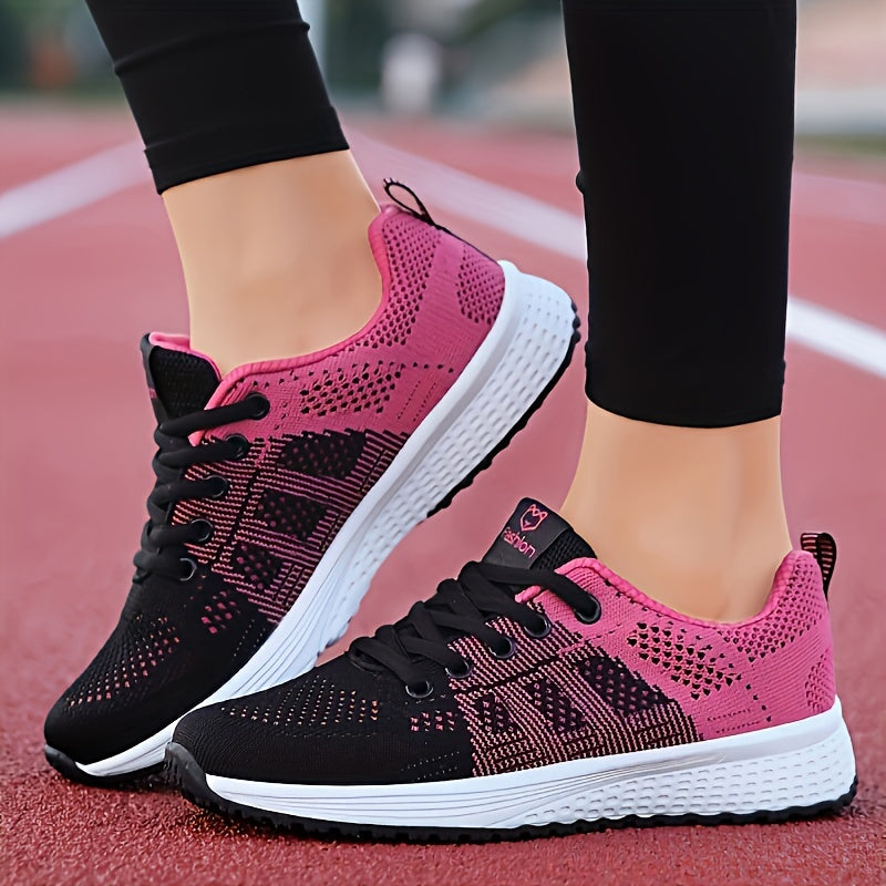 Women' Lightweight Platform Sneakers Suitable for Running, Dressy Casual & Office - Low-Top Striped Lace-Up Shoes with Cushioned Sole, Breathable Fabric Upper, Spring for Workouts, Daily Wear & Athletics (Ideal for Beginners