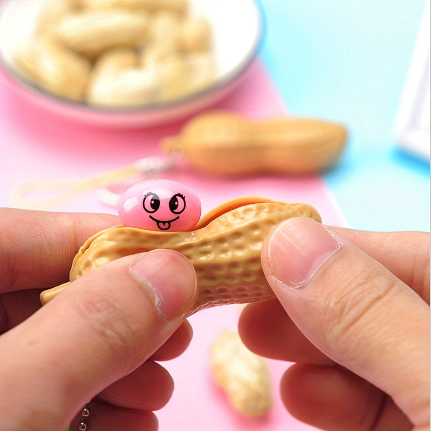 1pc Fidget Toy Anti Stress Peas Squeeze Decompression Toys Kawaii Funny Beans Keychain For Child Adult Halloween Christmas Gift