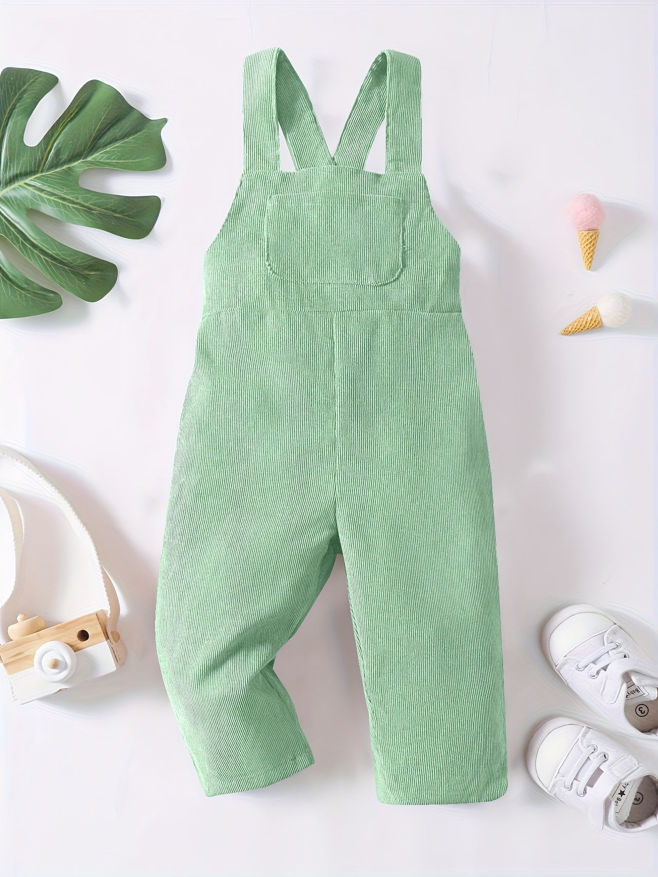 Casual Corduroy Knotted Toddler Baby Overalls, Jumpsuit With Pocket, Retro Strap Pants For Boys Girls