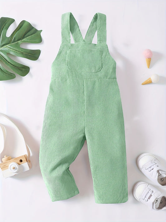 Casual Corduroy Knotted Toddler Baby Overalls, Jumpsuit With Pocket, Retro Strap Pants For Boys Girls
