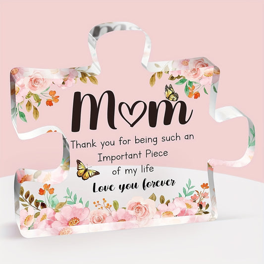 Charming Acrylic Flower Puzzle Plaque - Perfect Gift for Mom from Daughter or Son, Ideal for Birthdays, Christmas & Anniversaries, Elegant Desk Decor