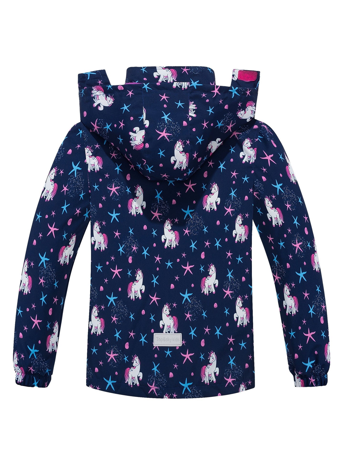 Girls' Unicorn Jacket - Lightweight Windproof Hooded Outerwear with Removable Hood, Pastel Rainbow & Clouds Design, Zip-Up Front, Long Sleeves, and Pockets for Spring/Fall Casual Wear, Unicorn Clothes, Playful Kids Fashion, D