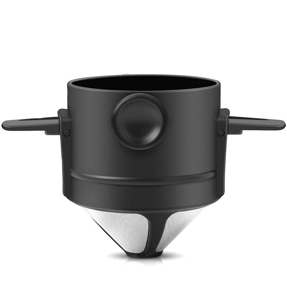 1pc Portable Pour Over Coffee Dripper, Reusable Stainless Steel Infuser with Folding Design, Plastic Material, Black, Manual Coffee Maker | Portable Infuser | Stainless Steel Dripper