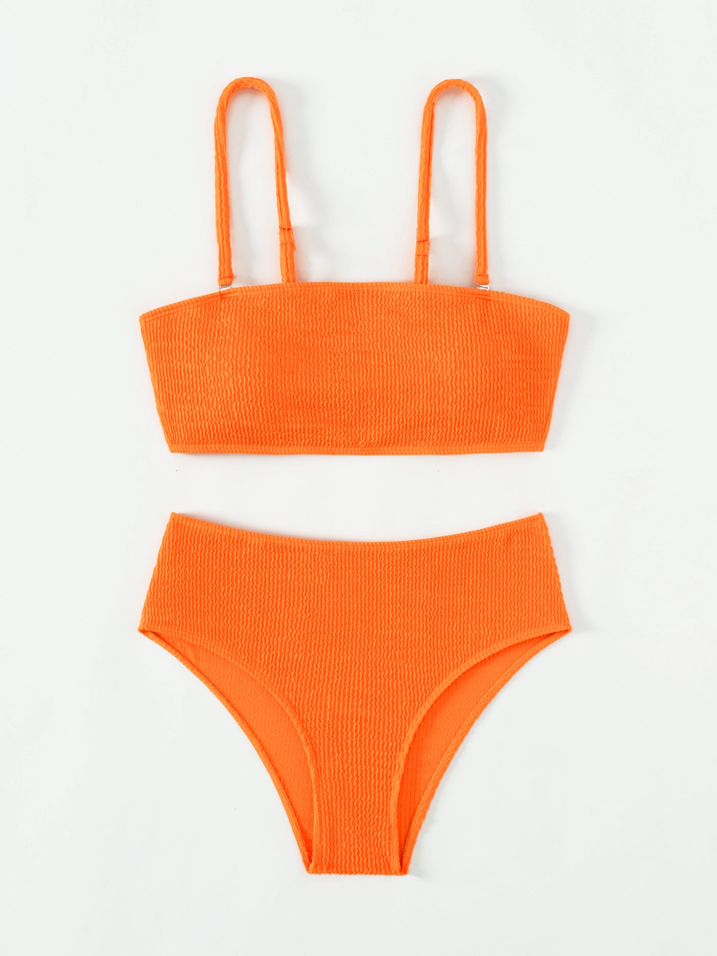 2pcs Set Women's Bikini Sets - Bandeau, Solid Color, High Stretch Polyester Knit Fabric - Swimming | Smooth Fabric | Machine Washable