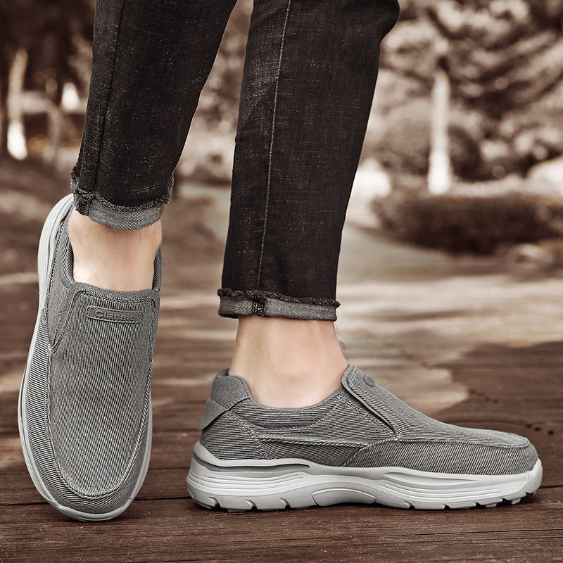 Men's Canvas Breathable Slip On Loafer Shoes Comfortable Walking Sneakers