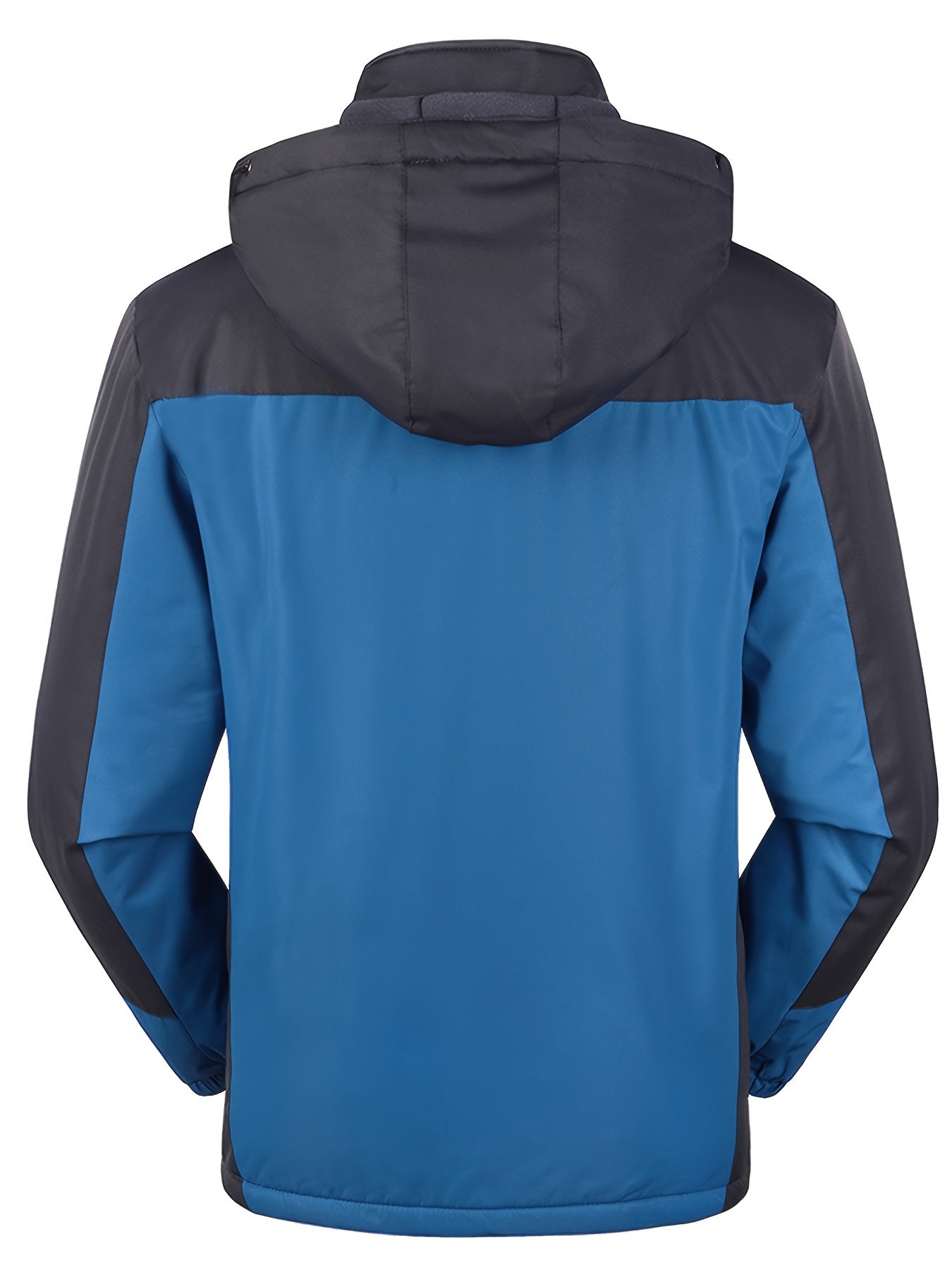 Men's Casual Color Block Thick Hooded Jacket, Waterproof Windproof Single-layer Fleece Jacket For Fall Winter Jacket Gifts Best Sellers