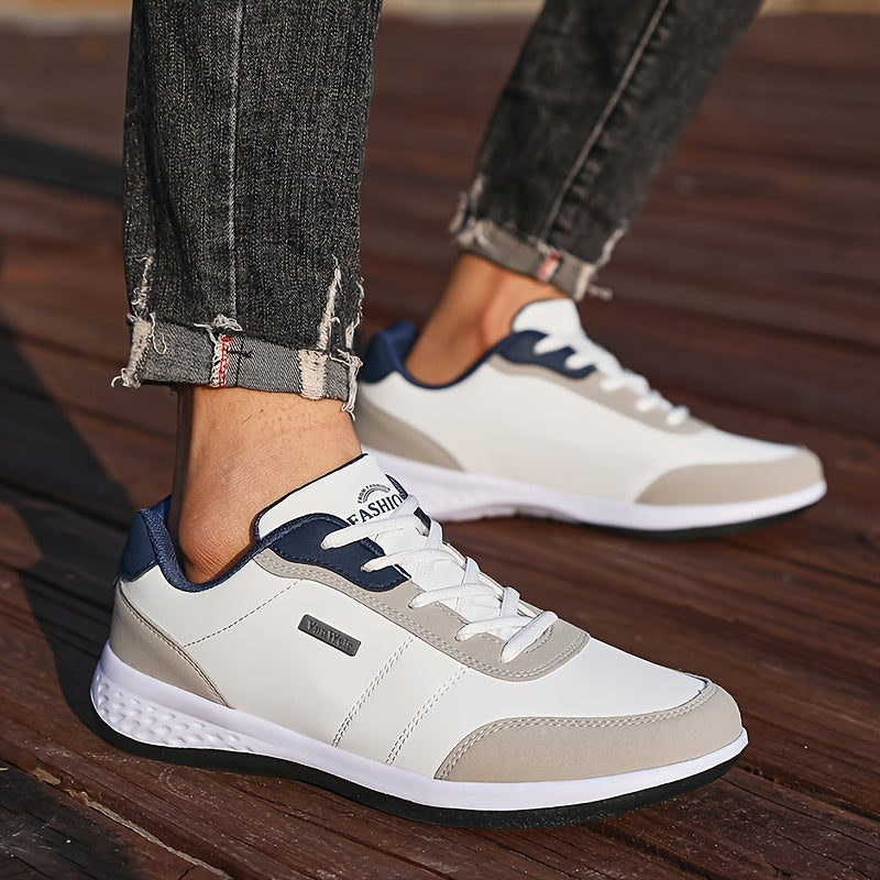 VanWeir Lightweight Men'S Shoes | Navy Blue/White, Lace-up sneakers with MD/TPR Sole, Breathable Fabric Lining for Outdoor, Hiking & Casual Wear