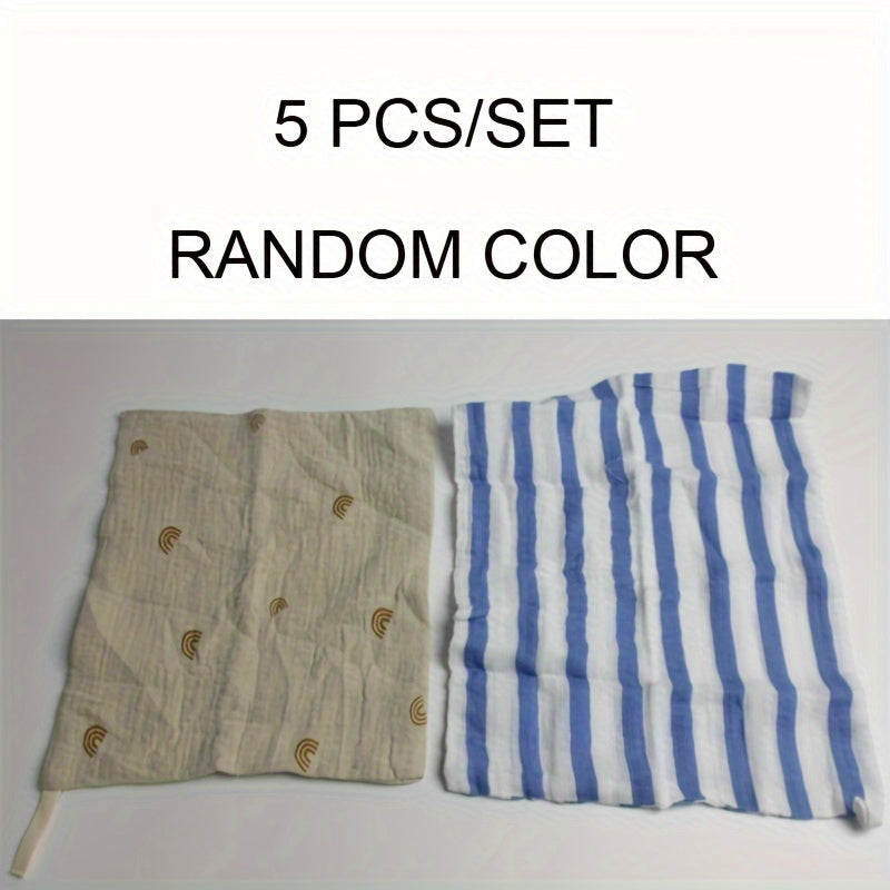 5pcs Soft Cotton Gauze Baby Towels, Face Towels, Hand Towels, Christmas Halloween Thanksgiving Day Easter New Year's Gift
