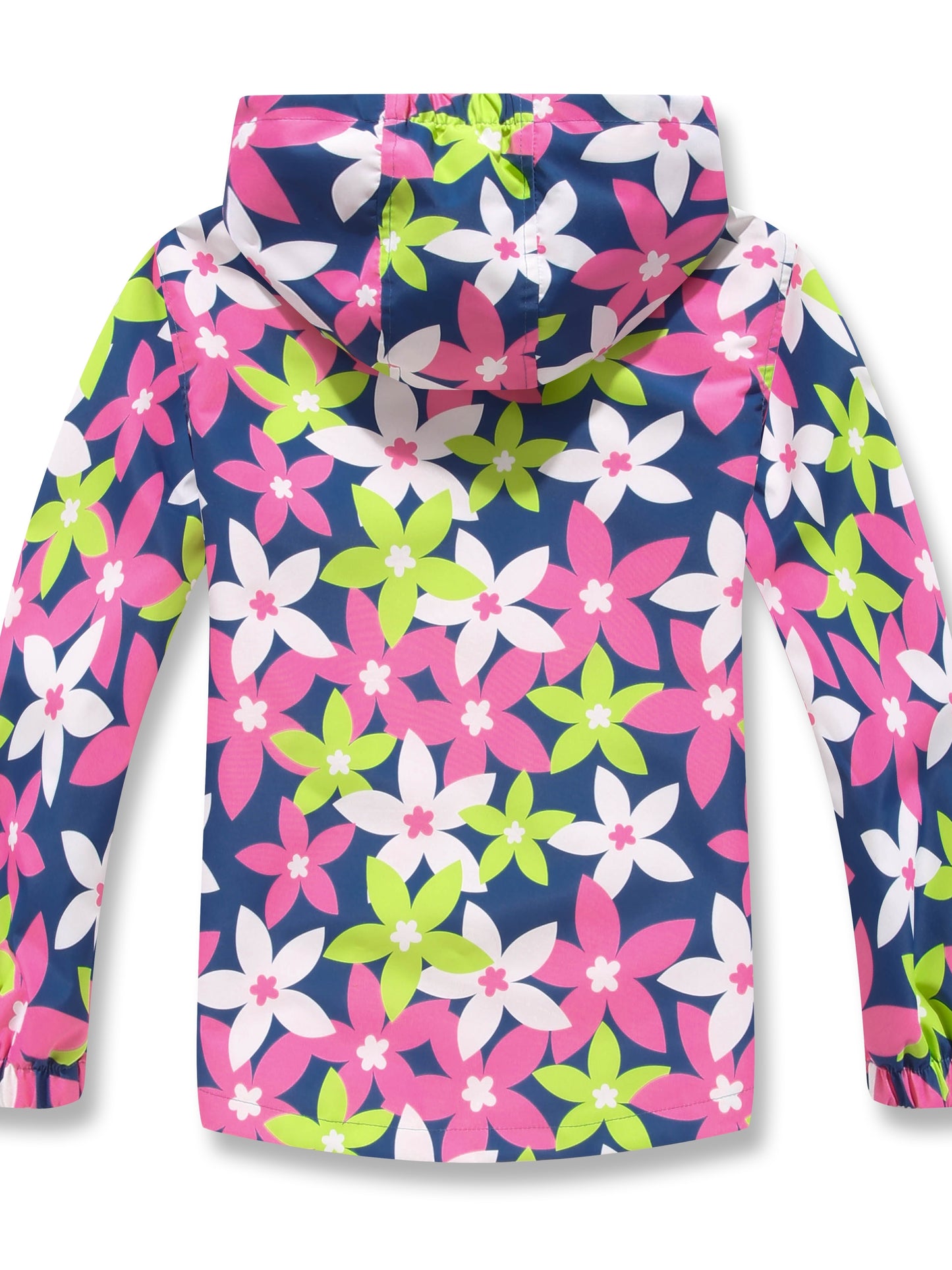 Girls' Gradient Color Hooded Jacket - Lightweight Windproof Winter Coat with Removable Hood, Zipper Closure & Animal Print Design for Casual Outings & Outdoor Play, Hooded Coat, Playful Design