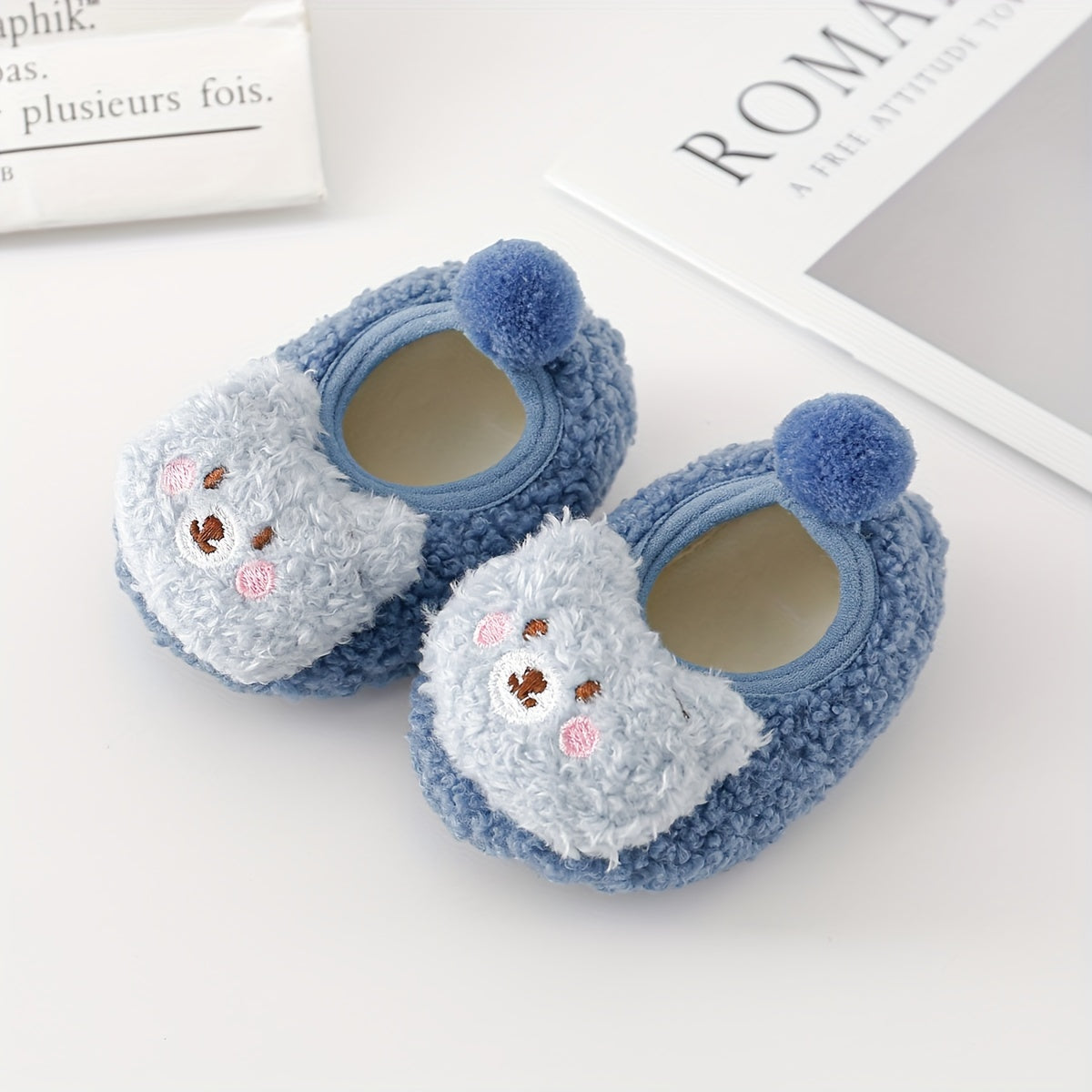 Cute Christmas Animal Slippers - 1pair Non-slip Baby Toddler Shoes Socks for Girls & Boys