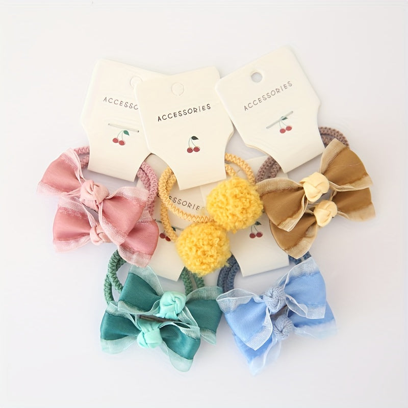 10pcs Cute Bowknot Headwear, Kids Elastic Hair Bands, Cartoon Accessories Baby Headdress