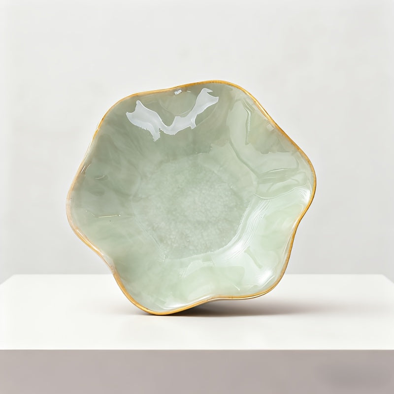 1pc Elegant Ceramic Flower Plate with Smooth Edges Suitable for Jewelry, Cosmetics, Keys & Trinkets - Decorative Dishes for Home, Bathroom, Dresser, Desk - Multi- Tableware, Jewelry Trays