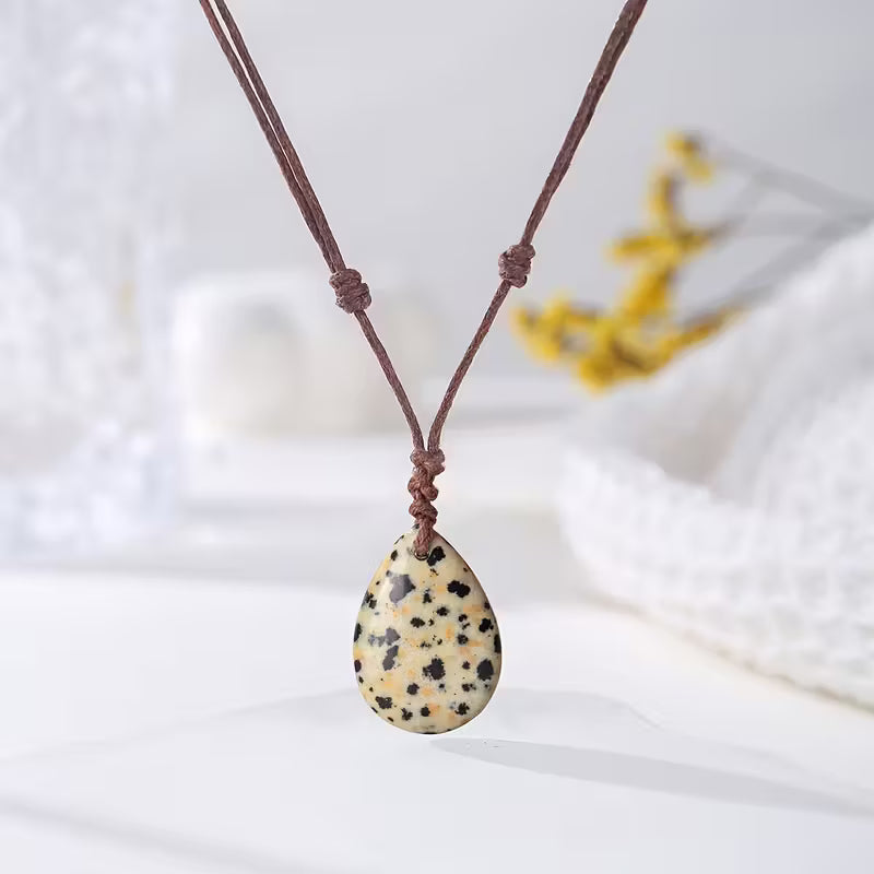 Natural Stone Hand-woven Drop Pendant Necklace