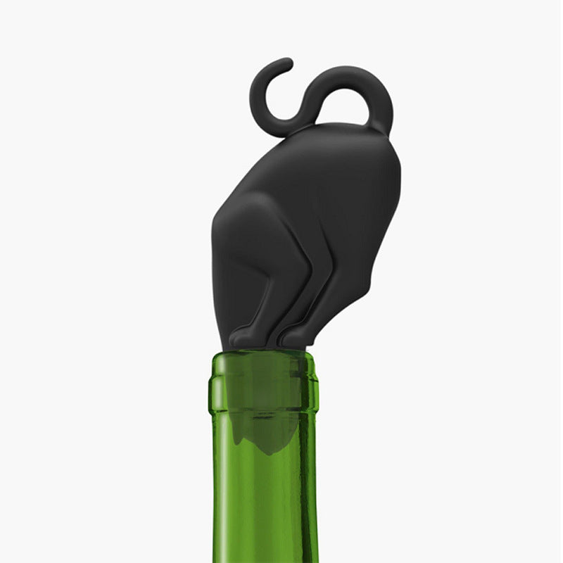 Cute Kitten-Shaped Silicone Wine Bottle Stopper - Keep Your Wine Fresh and Sealed!