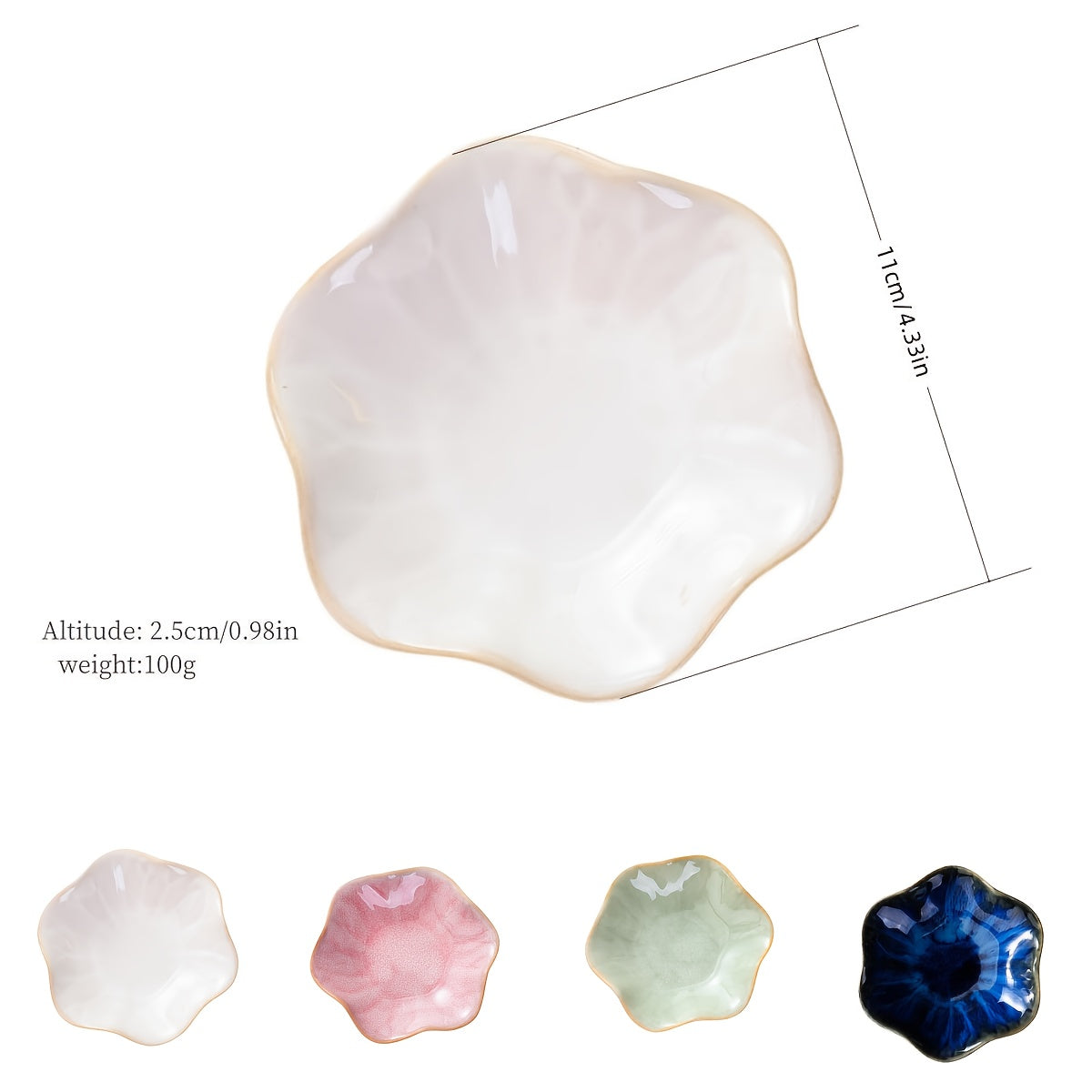 1pc Elegant Ceramic Flower Plate with Smooth Edges Suitable for Jewelry, Cosmetics, Keys & Trinkets - Decorative Dishes for Home, Bathroom, Dresser, Desk - Multi- Tableware, Jewelry Trays