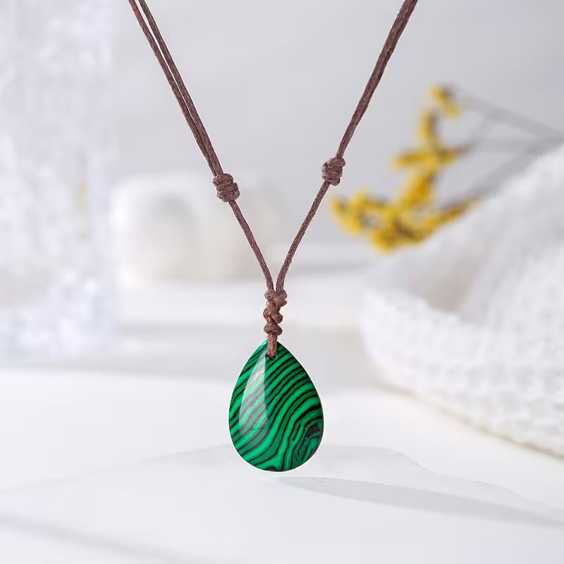 Natural Stone Hand-woven Drop Pendant Necklace
