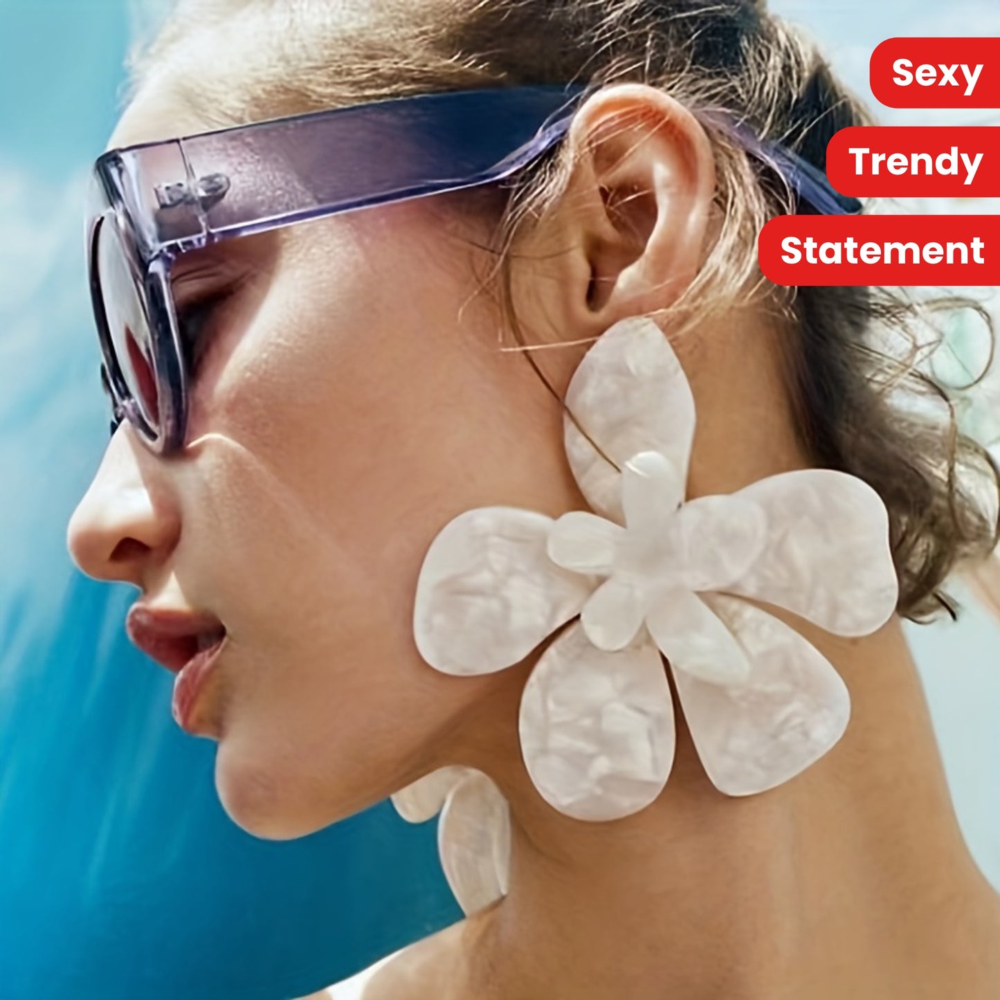 Exaggerated Flower Design Sexy Dangle Earrings Resin Jewelry Trendy Female Gift Showroom Party Statement earrings Accessories