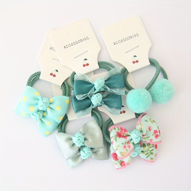 10pcs Cute Bowknot Headwear, Kids Elastic Hair Bands, Cartoon Accessories Baby Headdress