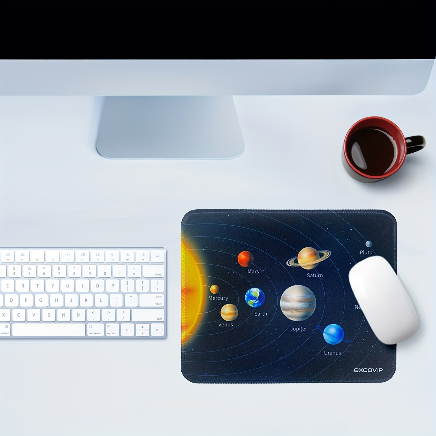 EXCOVIP Cute Anime Mouse Pad for The Solar System, Small Size with Stitched Edges, Suitable for Laptops And Keyboards, Medium Size, Non-Slip, Large for Study And Office Use, Item 9461