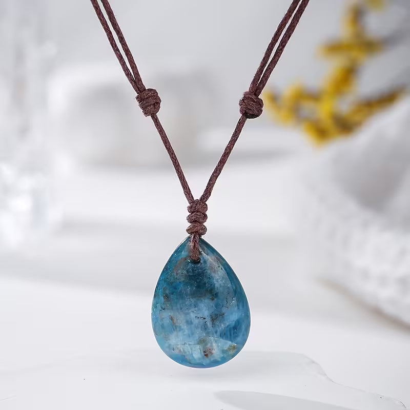 Natural Stone Hand-woven Drop Pendant Necklace