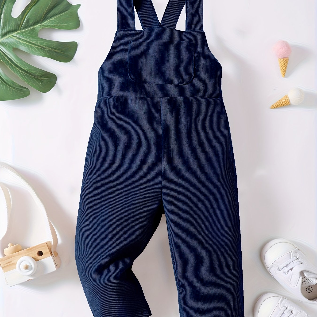 Casual Corduroy Knotted Toddler Baby Overalls, Jumpsuit With Pocket, Retro Strap Pants For Boys Girls
