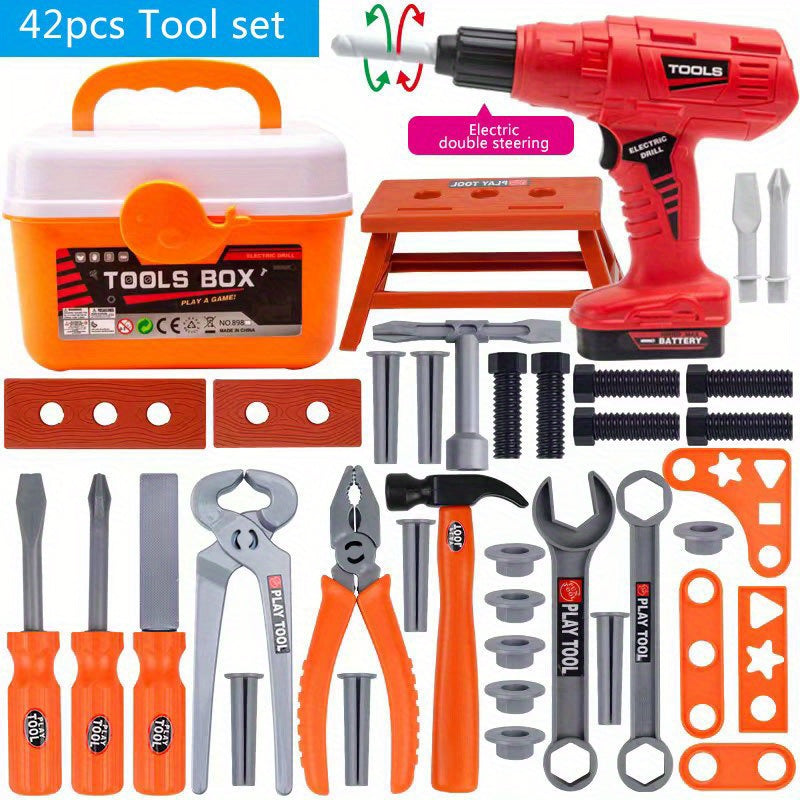 Electric Toy Drill Set: Stimulate Your Child's Imagination With This Fun Construction Studio Toy!, Halloween, Christmas, And Thanksgiving Day Gift